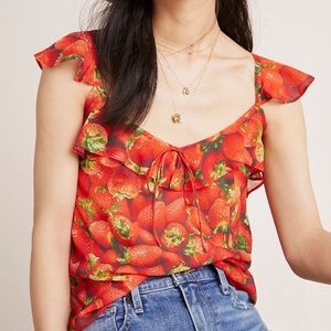 Anthropologie Strawberry Tank Top